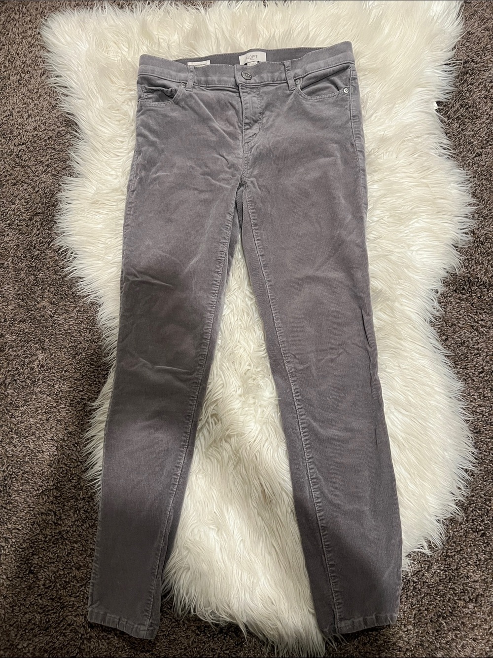 Gray Corduroy Slim Pants